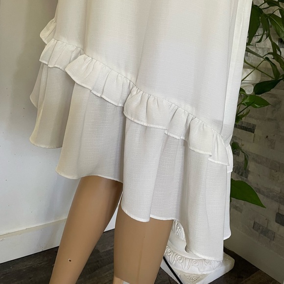 Two Sisters the Label Wrap Tied V Neck Ruffles Asymmetric Hem Dress Sz M (6) - Picture 7 of 11